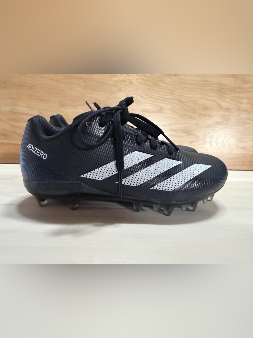 Nike Kids' Black Football Cleats with White Stripes size 2 youth